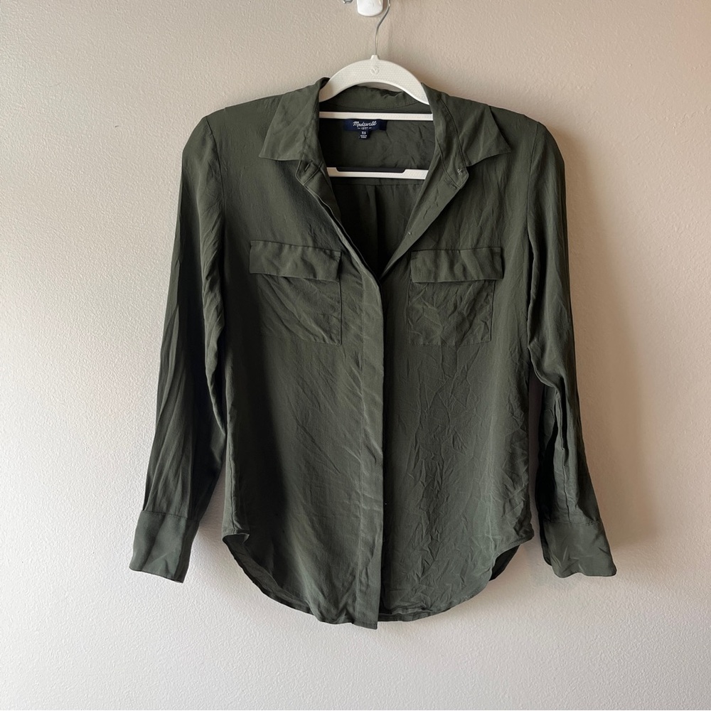 Madewell Dark Green Button-Down Shirt